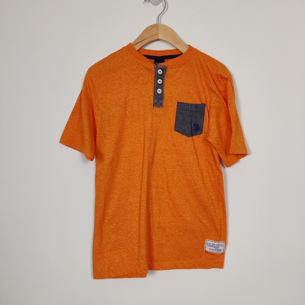US Polo Assn Boy's Orange T-shirt Size Youth XL 18 Years Old Orange T-shirt Day